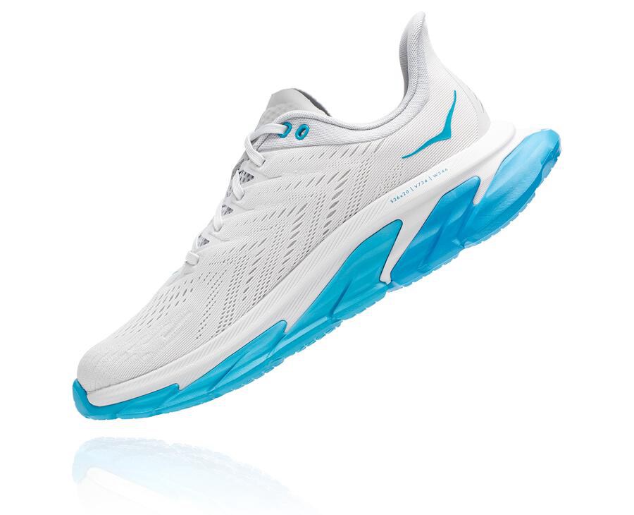 Hoka One One Mens Running Shoes - Clifton Edge - White/Blue - AFSH98723
